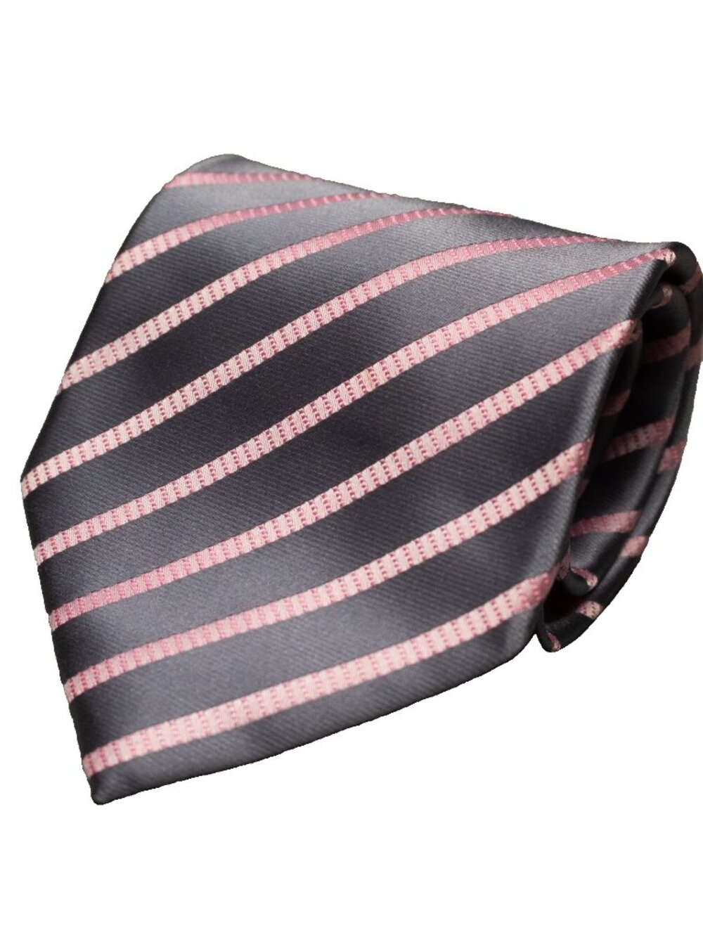 Paul Smith London Tie 100% Silk Made in Italy Striped Satin Silver 4"